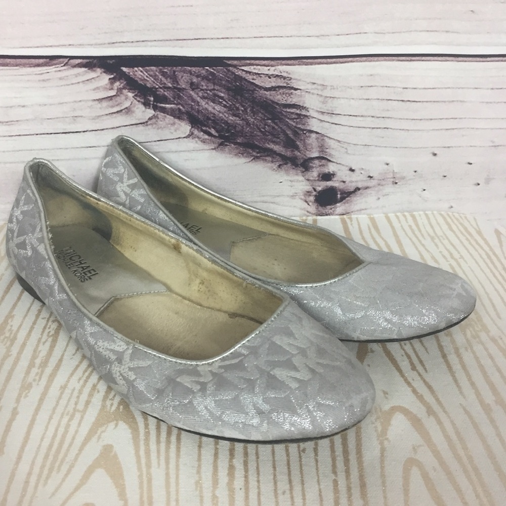 Michael Kors Silver Fabric Flats